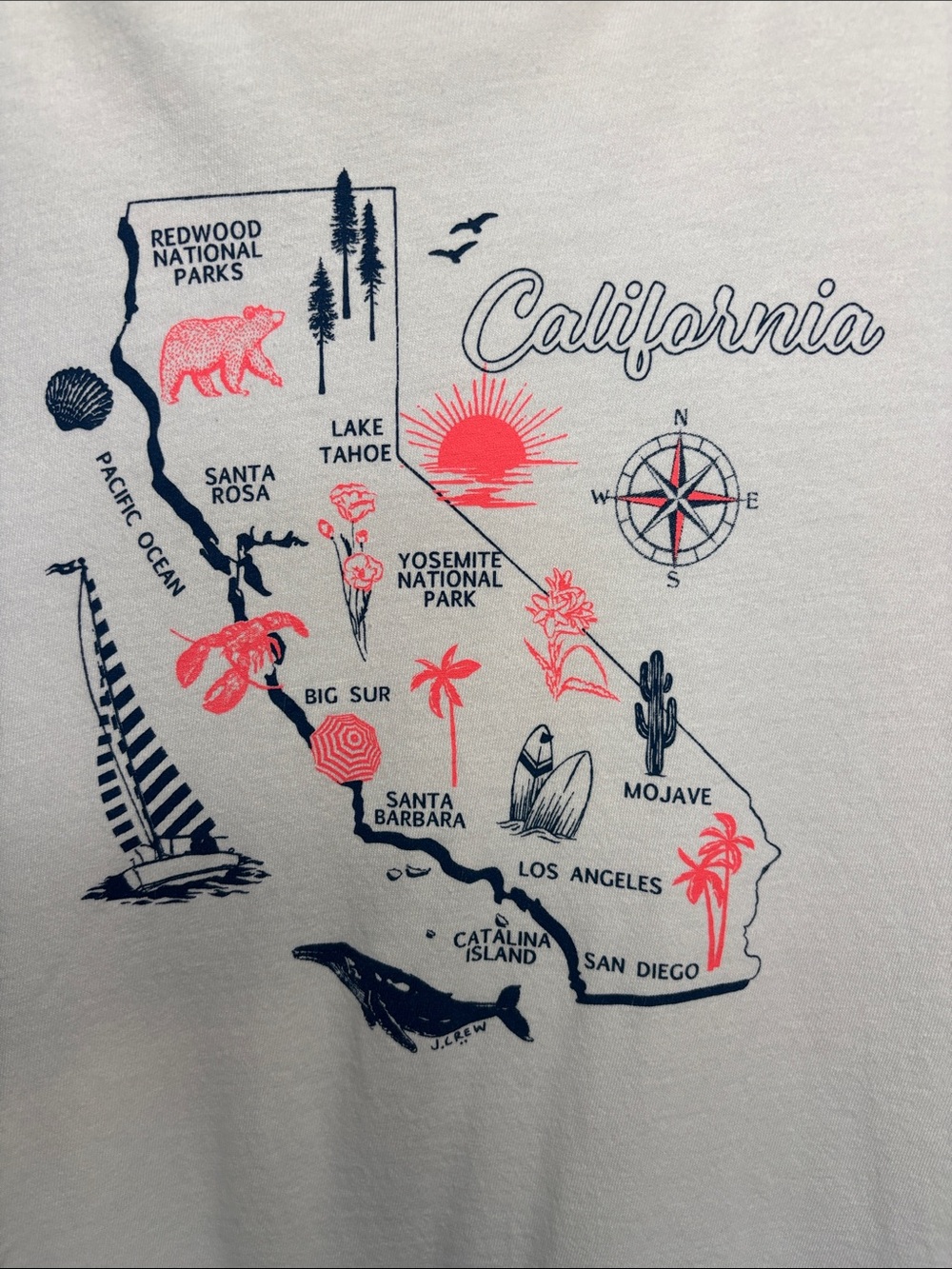 J. Crew California Coast Map Graphic Tee Women XL White